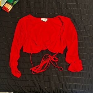 Red cropped underwire top